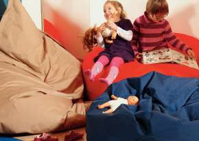 Bean bag and flat pouffe.