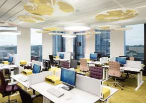 Clearly divided personal work area.